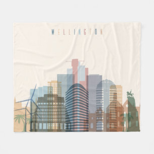 Wellington, New Zealand   City Skyline Fleece Blanket