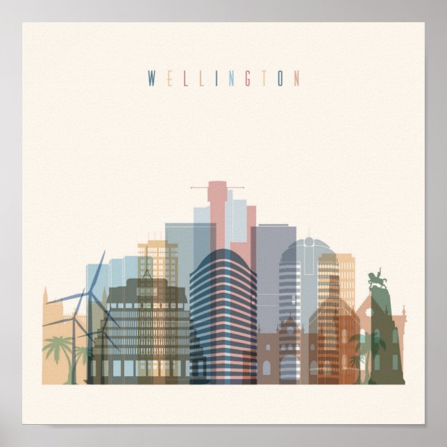 Wellington, New Zealand | City Skyline Poster (Front)