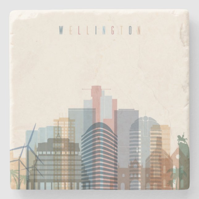 Wellington, New Zealand | City Skyline Stone Coaster (Front)