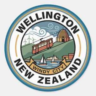 Wellington New Zealand Classic Round Sticker