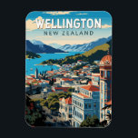 Wellington New Zealand Travel Art Vintage Magnet<br><div class="desc">Wellington retro vector travel design. Wellington,  the capital of New Zealand,  sits near the North Island’s southernmost point on the Cook Strait.</div>