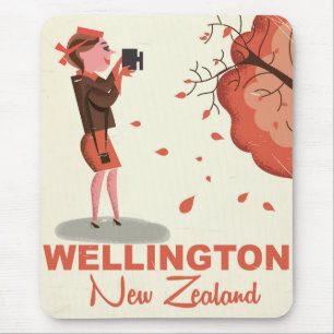 Wellington New Zealand vintage style travel poster Mouse Pad