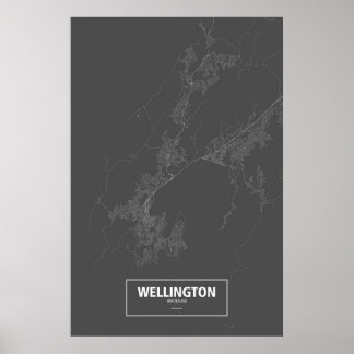 Wellington, New Zealand (white on black) Poster
