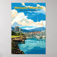 Wellington Waterfront Travel Art Vintage