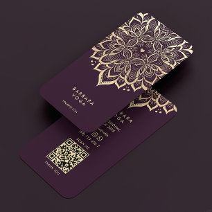 Wellness Coach Luxury Purple Gold Mandala Business Card