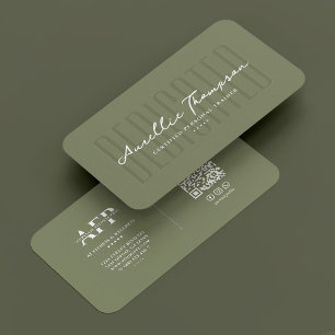 Wellness Coach Modern Personal Trainer Sage Green Business Card