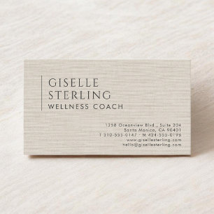 Wellness Coach Natural Linen Business Card