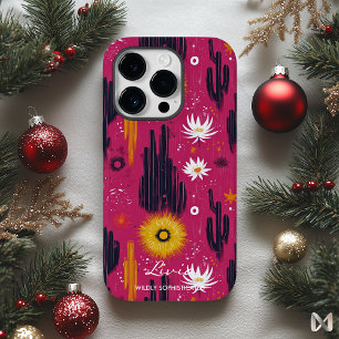 Wellness Desert Blooms with Bold Magenta & Cacti Case-Mate iPhone 14 Pro Case
