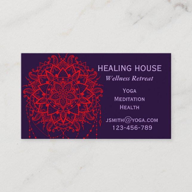 Wellness health retreat mandala business card (Front)
