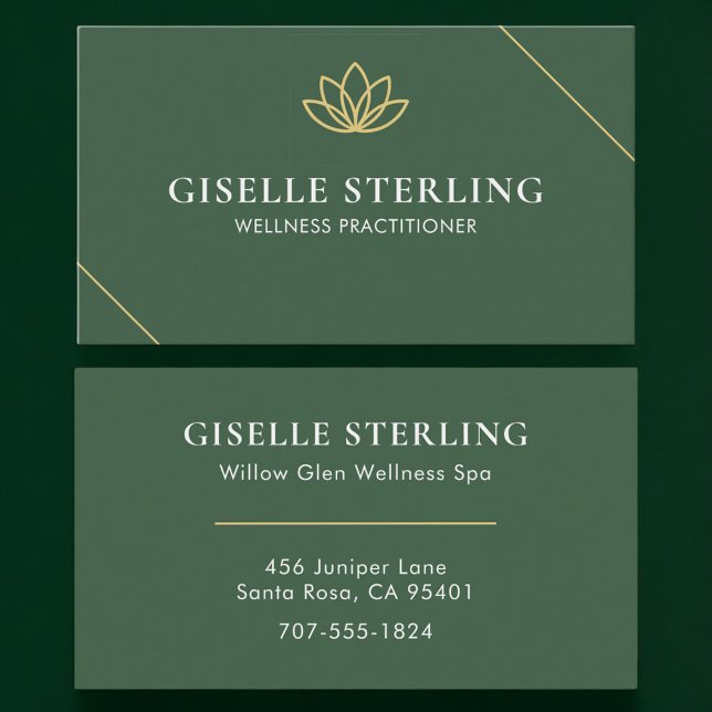 Wellness Practitioner Green Gold Business Card (Creator Uploaded)