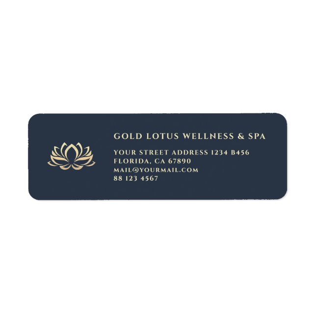 Wellness Spa Beauty Aesthetician Gold Lotus Return Address Label (Front)
