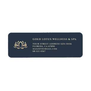 Wellness Spa Beauty Esthetician Gold Lotus Return  Address Label