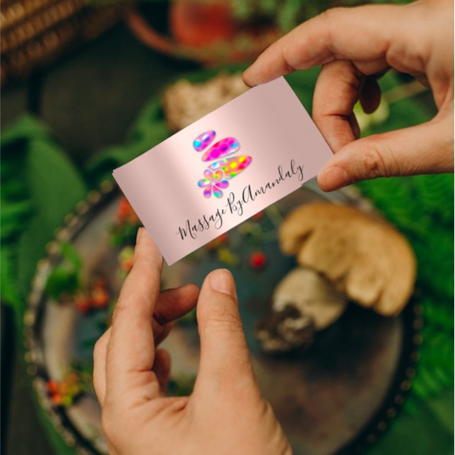 Wellness Spa Massage Therapy Reflexology Holograph Business Card (Wellness Spa Massage Therapy Reflexology Holograph Business Card)