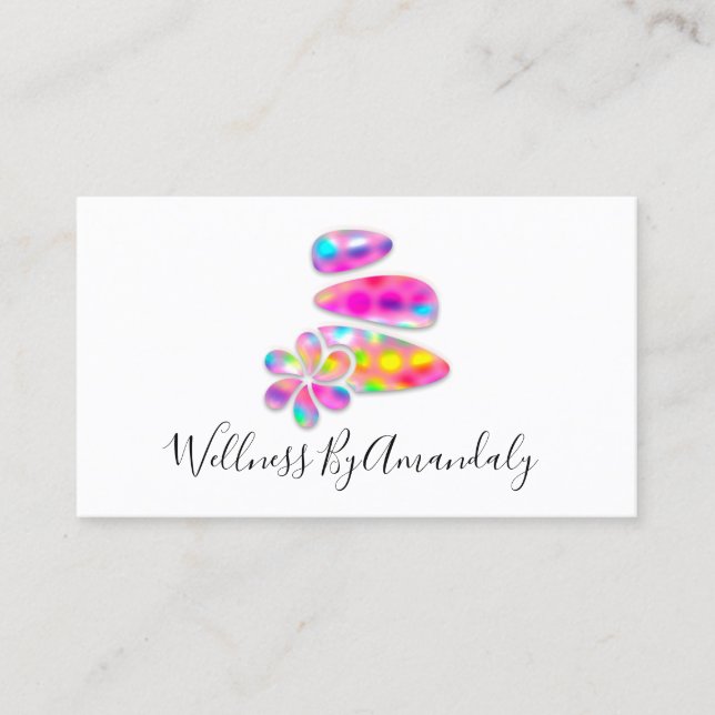 Wellness Spa Massage Therapy Reflexology Rainbow Business Card (Front)