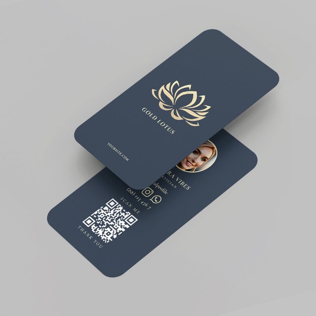 Wellness Therapist Dark Blue Gold Lotus Business Card (Wellness Therapist Dark Blue Gold Lotus Business Card
)