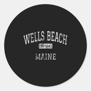 Wells Beach Maine Me Vintage Classic Round Sticker