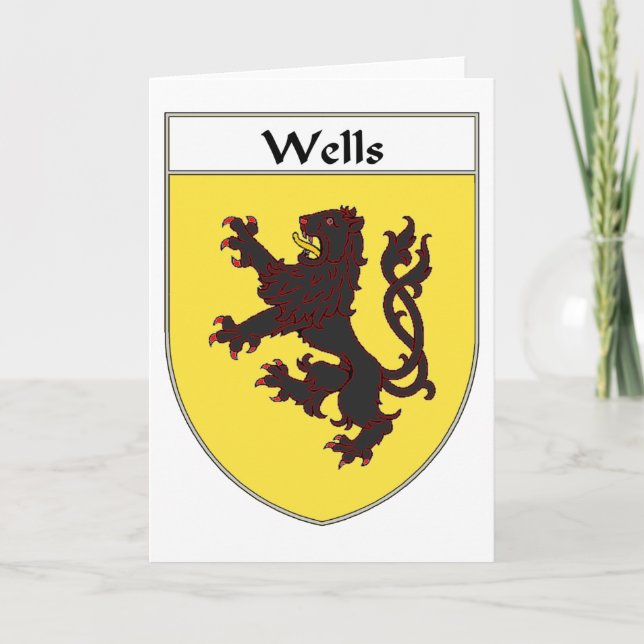 Wells Coat of Arms/Family Crest Holiday Card (Front)