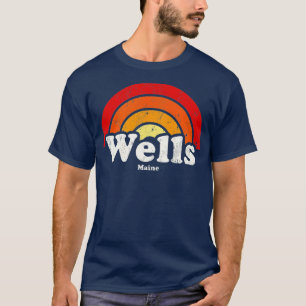 Wells Maine ME Vintage 70s Retro Rainbow Design T-Shirt