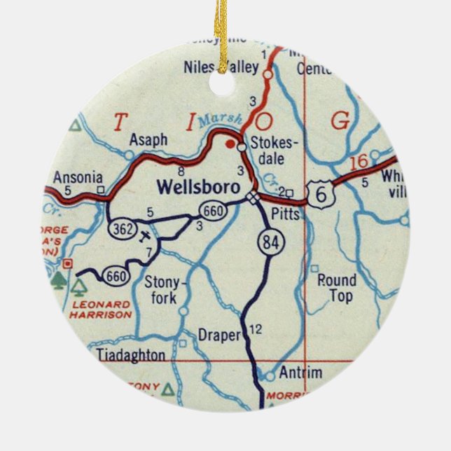 Wellsboro PA Ceramic Ornament (Back)