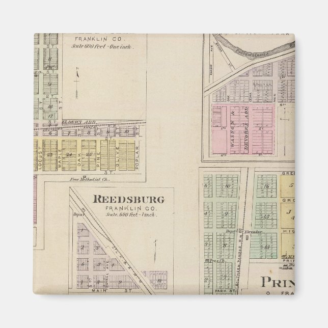 Wellsville, Emmerson, Reedsburg, Princeton, Kansas Magnet (Front)