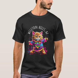 Wellton Arizona Dancing Cat Colourful Cute Kitty D T-Shirt