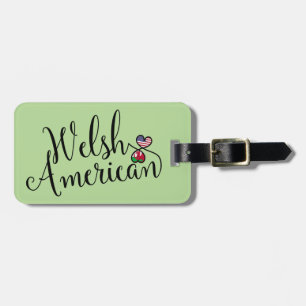 Welsh American Entwined Heart Luggage Tag