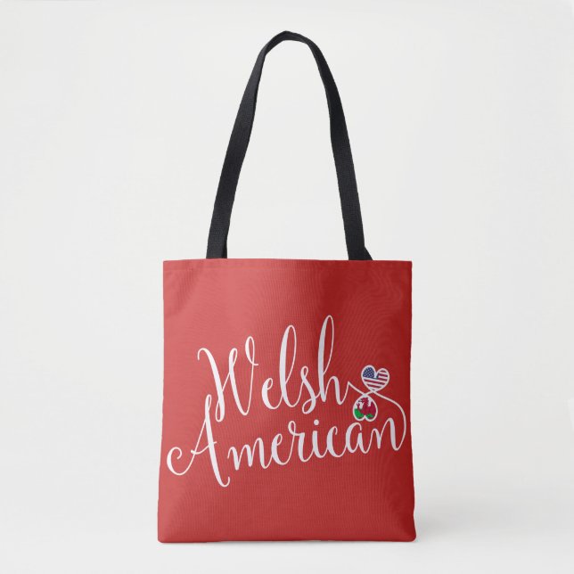 Welsh American Entwined Hearts Grocery Bag (Front)