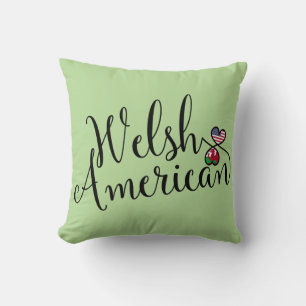 Welsh American Entwined Hearts Throw Cushion