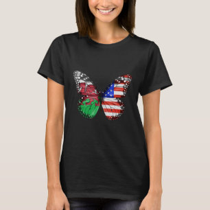 Welsh American Flag Butterfly T-Shirt