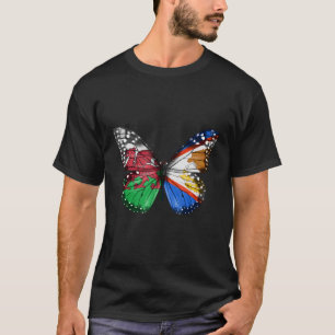 Welsh American Samoan Flag Butterfly T-Shirt