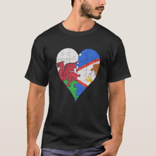 Welsh American Samoan Flag Heart T-Shirt