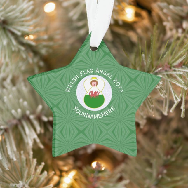 Welsh Angel Christmas Flag Personalised  Ornament (Tree)