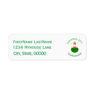 Welsh Angel Christmas Flag Personalised  Return Address Label