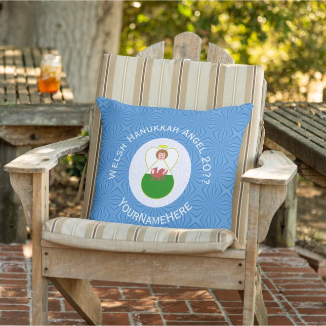 Welsh Angel Hanukkah Flag Personalised  Cushion (Chair)