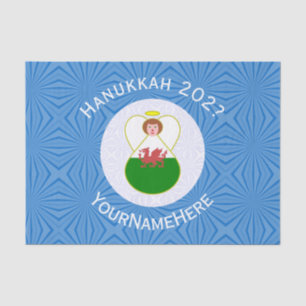 Welsh Angel Hanukkah Flag Personalised Gift Tissue Paper