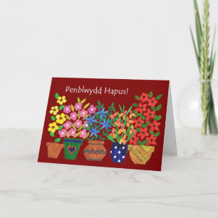 Welsh Birthday Card - Flower Power!