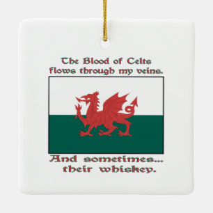 Welsh Blood of Celts and Whiskey Ceramic Tree Decoration