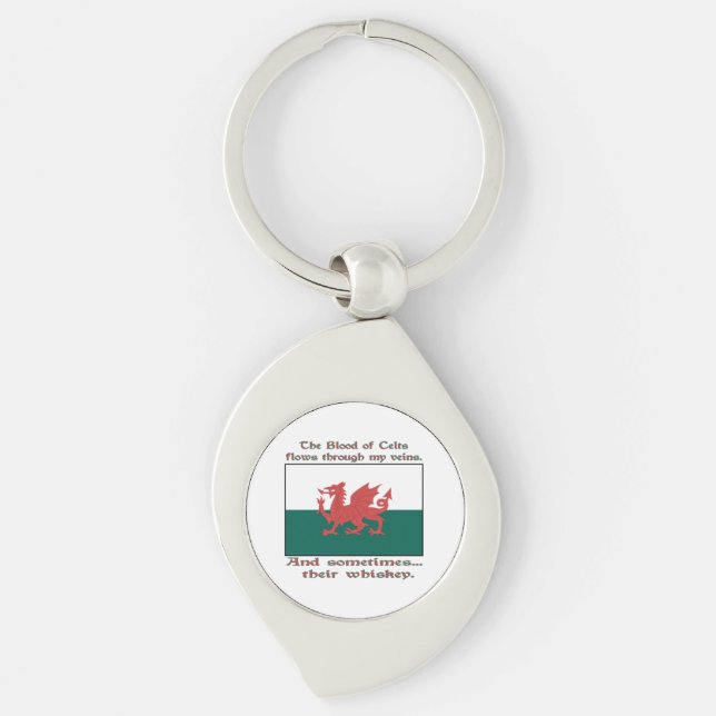 Welsh Blood of Celts Flows Veins Sometimes Whiskey Key Ring (Front)