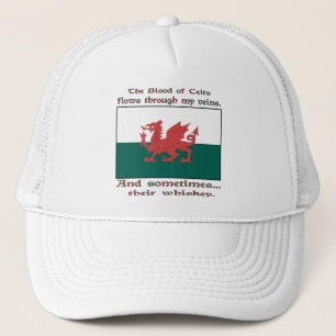 Welsh Blood of Celts Flows Veins Sometimes Whiskey Trucker Hat