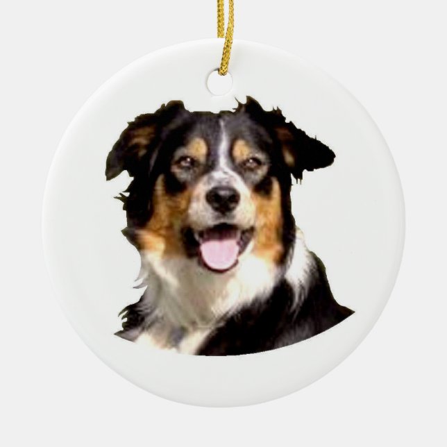 Welsh Border Collie Ceramic Ornament (Front)