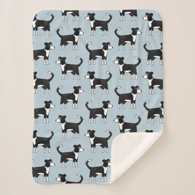 Welsh Border Collie Dog Sherpa Blanket (Front)
