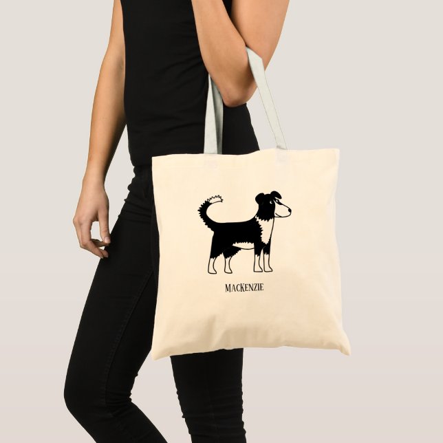 Welsh Border Collie Sheepdog Custom Name Tote Bag (Front (Product))