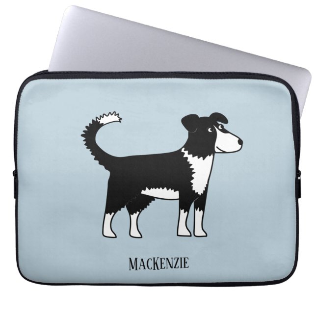 Welsh Border Collie Sheepdog Personalised Laptop Sleeve (Front)