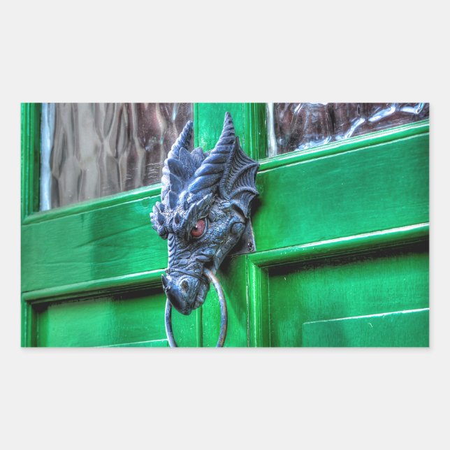 Welsh Cast Iron Dragon Head Door-knocker Rectangular Sticker (Front)