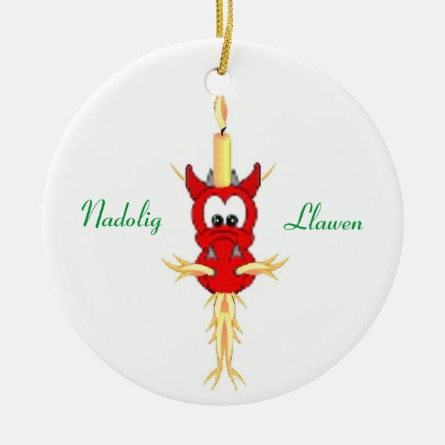 Welsh Christmas Dragon Ornament (Front)