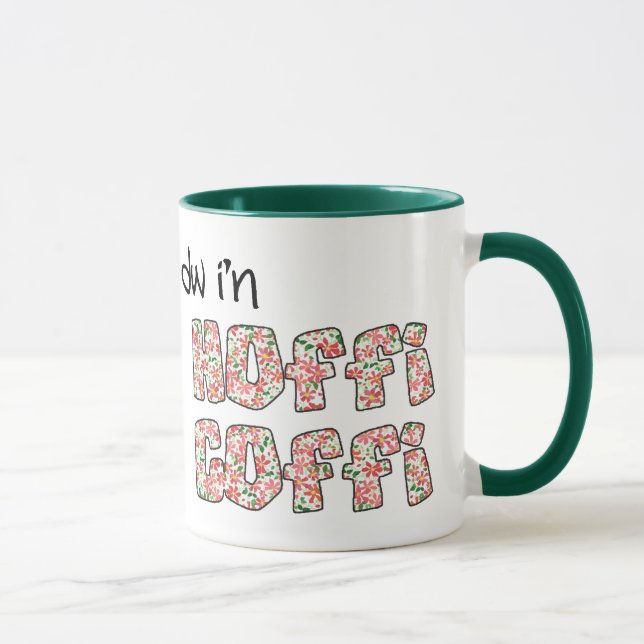 Welsh Coffee Mug: Hoffi Coffi, Red Floral Pattern Mug (Right)
