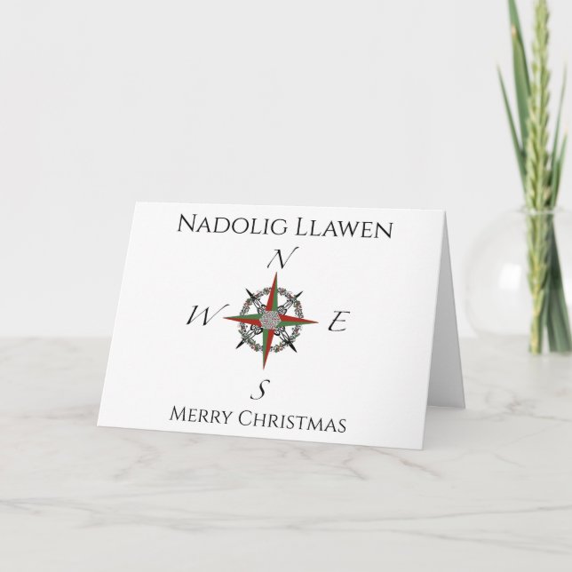 Welsh Compass Rose Christmas Card (Front)