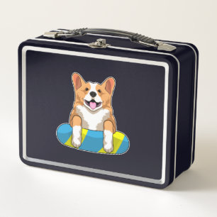Welsh Corgi at Swimming with Swimming board Metal Lunch Box
