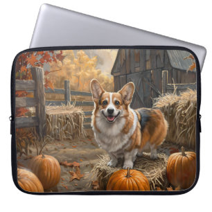 Welsh Corgi Autumn Pumpkin Farm Laptop Sleeve