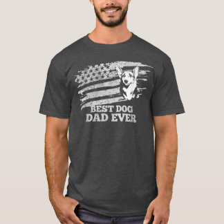 Welsh Corgi Best Dog Dad Ever American Flag Patrio T-Shirt